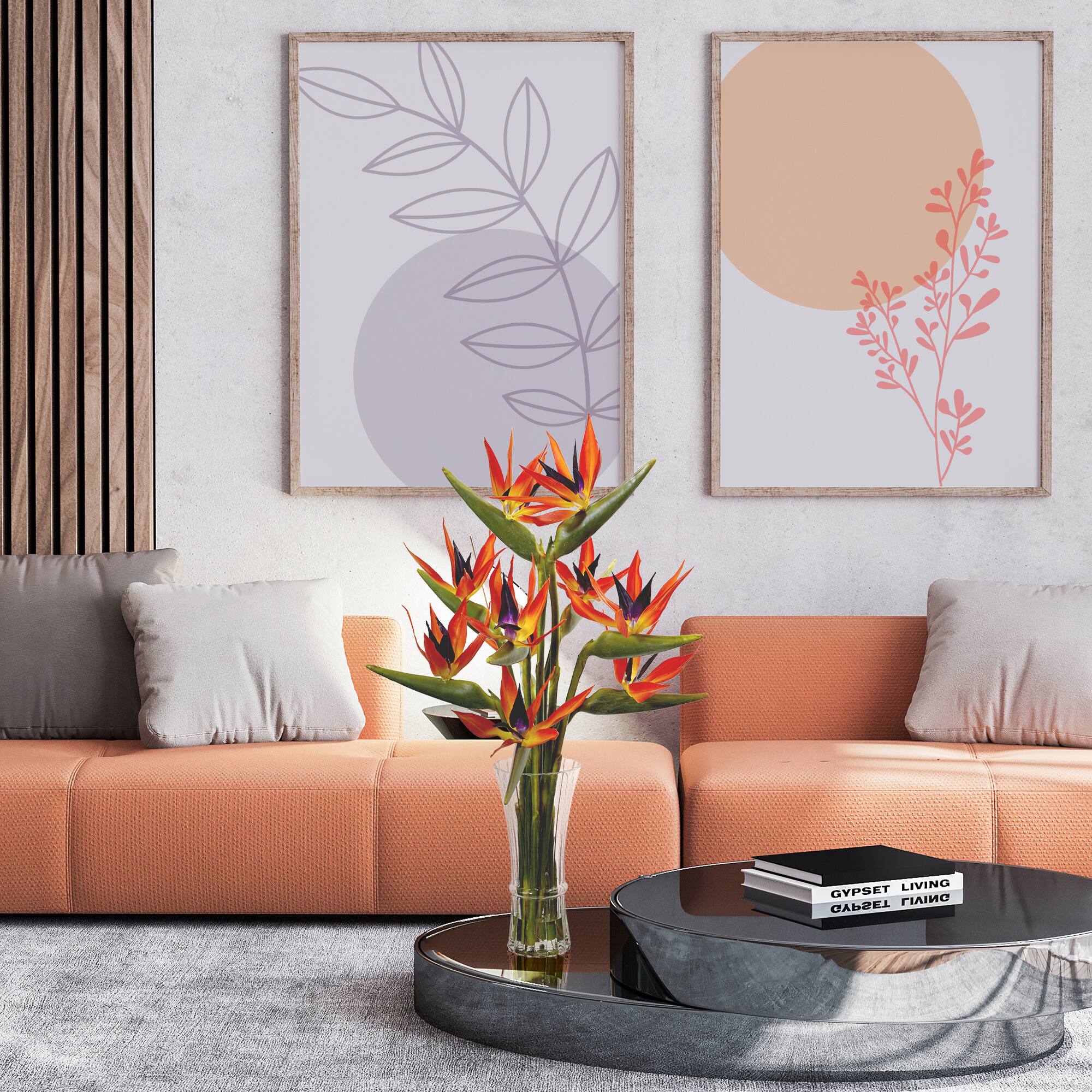 2.5ft. Bird of Paradise Flowers in Glass Cylinder Vase